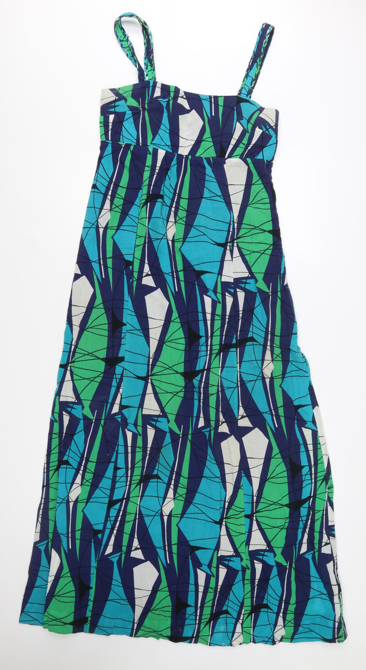 Monsoon Womens Multicoloured Size 10 A-Line Cotton Sleeveless Midi Dress