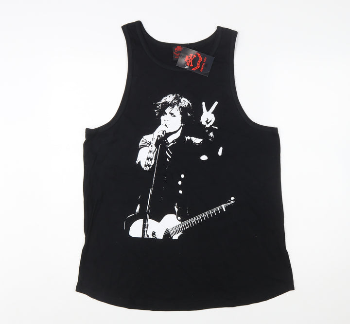 Death Kitty Women's Black Cotton Rock Music Tank Top Size 18