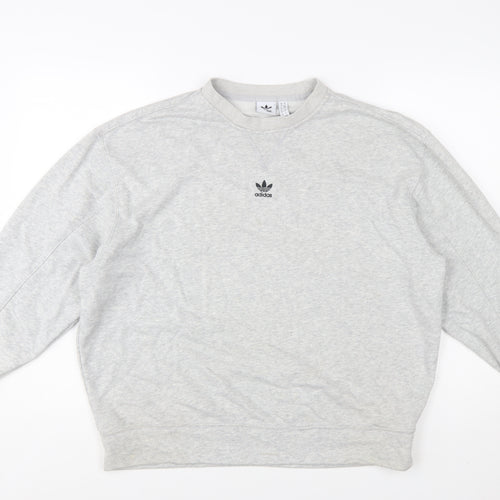 Adidas Women's Grey Cotton Blend Crew Neck Sweatshirt Size 10