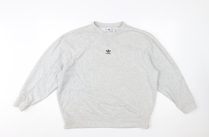 Adidas Women's Grey Cotton Blend Crew Neck Sweatshirt Size 10