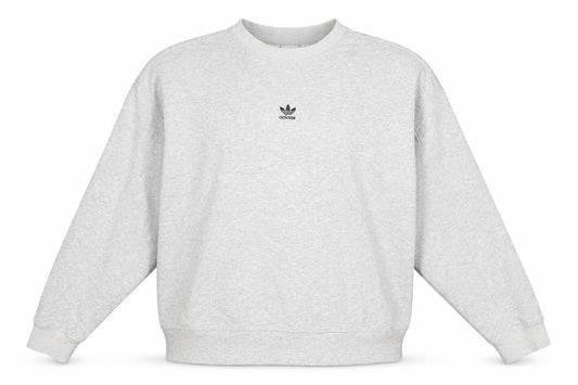 Front view of Adidas Women's Grey Cotton Blend Crew Neck Sweatshirt, size 10