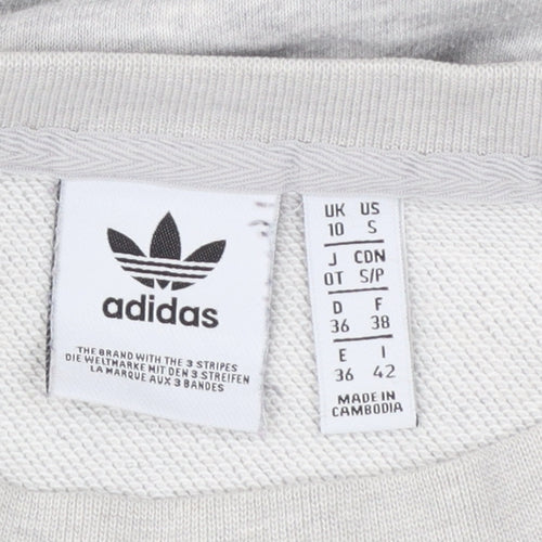 Adidas Women's Grey Cotton Blend Crew Neck Sweatshirt Size 10