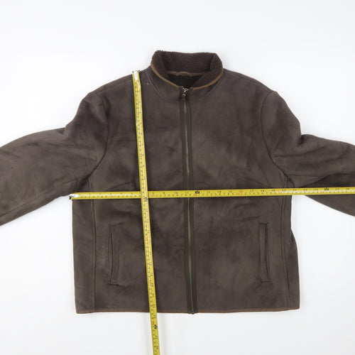 Next Womens Brown Faux Shearling Zip Jacket Size 14