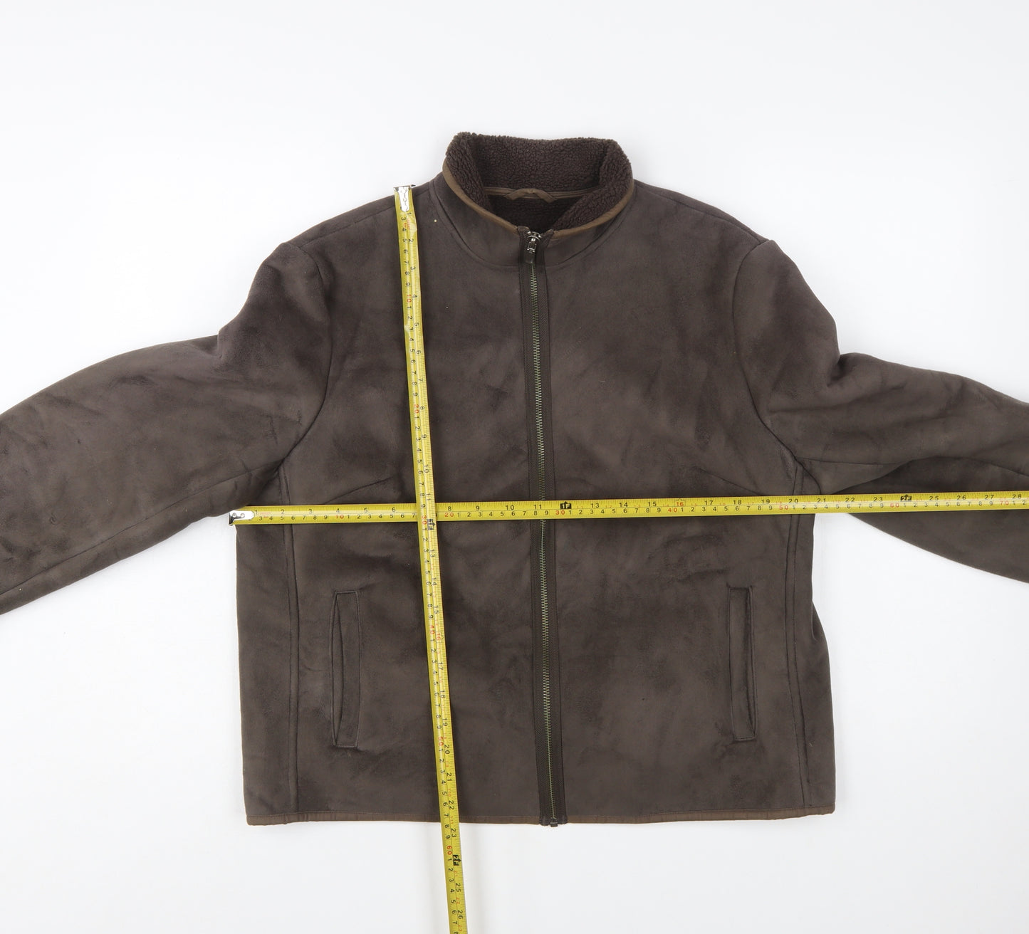 Next Womens Brown Faux Shearling Zip Jacket Size 14