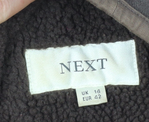 Next Womens Brown Faux Shearling Zip Jacket Size 14