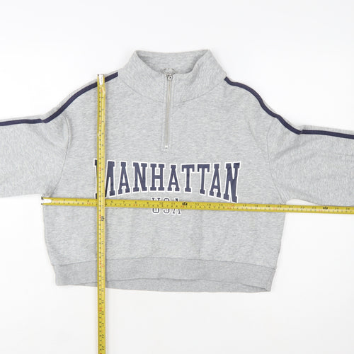 H&M Divided Women's Grey 1/4 Zip Manhattan USA Sweatshirt Size S