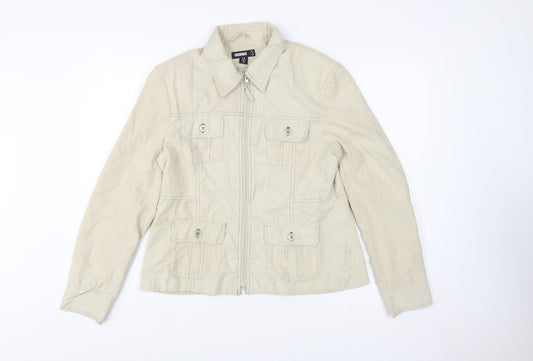 Just J Women's Beige Cotton Zip Basic Jacket Size 14