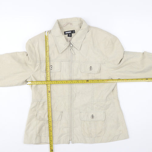 Just J Women's Beige Cotton Zip Basic Jacket Size 14