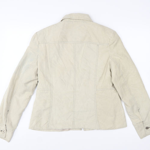 Just J Women's Beige Cotton Zip Basic Jacket Size 14