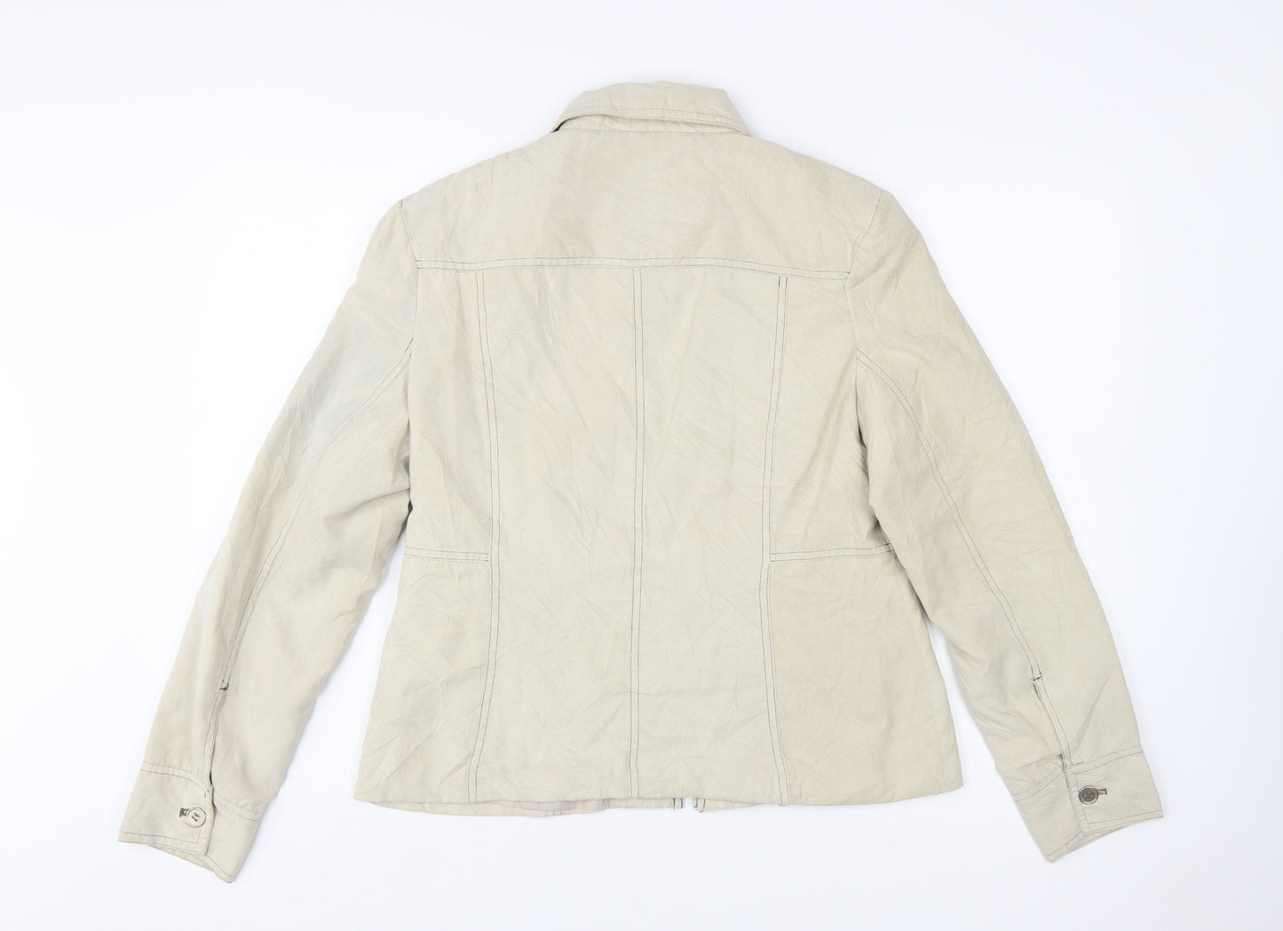 Just J Women's Beige Cotton Zip Basic Jacket Size 14