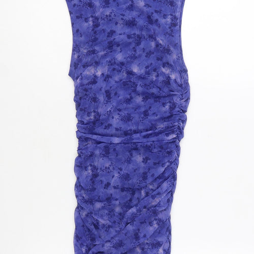 Outfitters Women Blue Floral Sleeveless Bodycon Dress S