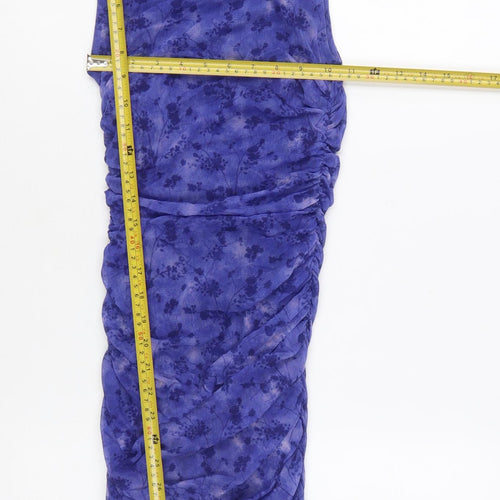 Outfitters Women Blue Floral Sleeveless Bodycon Dress S