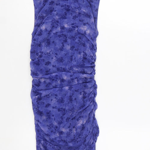 Outfitters Women Blue Floral Sleeveless Bodycon Dress S