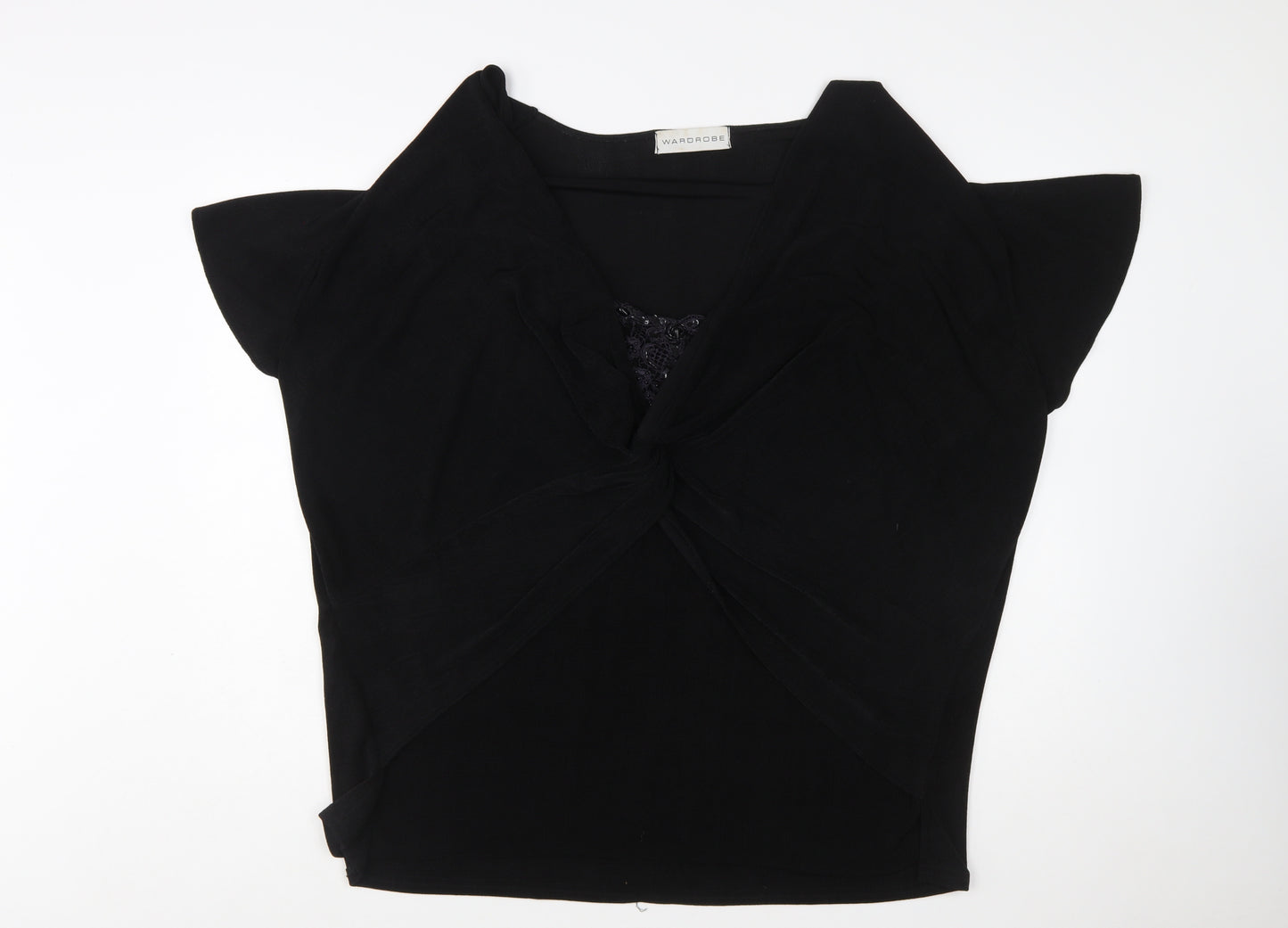 Wardrobe Women’s Black Wrap Blouse Short Sleeve Size 28/30