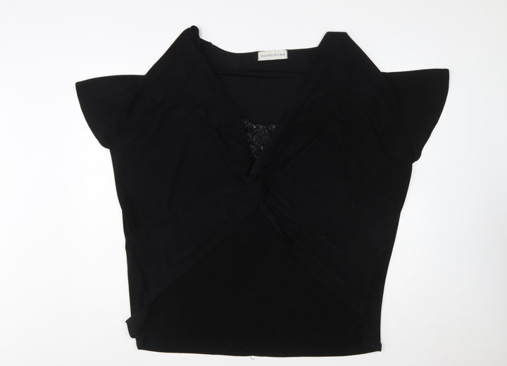 Wardrobe Women’s Black Wrap Blouse Short Sleeve Size 28/30