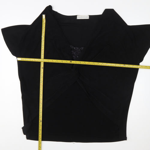 Wardrobe Women’s Black Wrap Blouse Short Sleeve Size 28/30