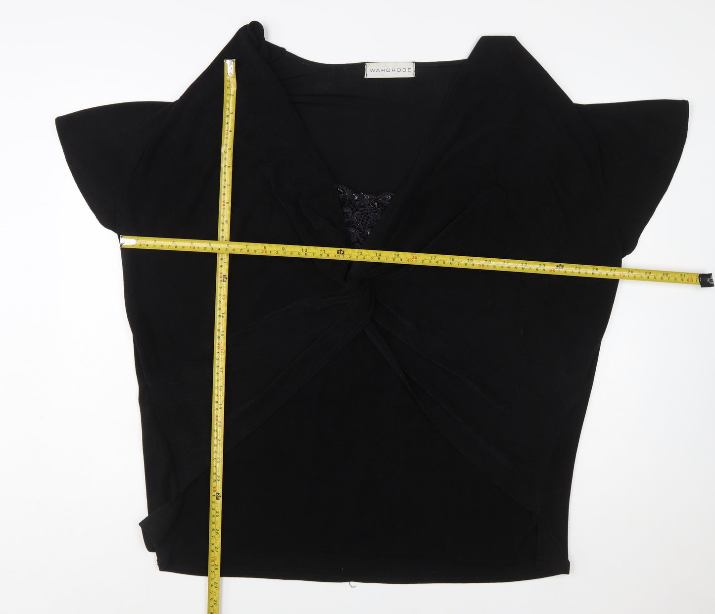 Wardrobe Women’s Black Wrap Blouse Short Sleeve Size 28/30