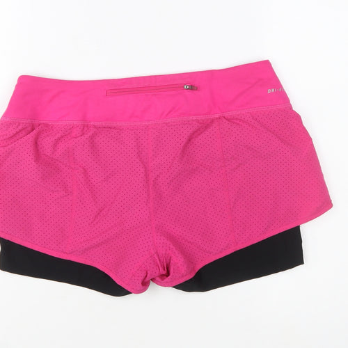 Nike Womens Pink Black Dri-FIT Running Shorts M Breathable Stretch