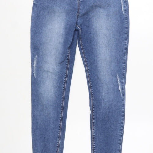 Missguided Women’s Blue Skinny Jeans Size 10 Distressed Denim