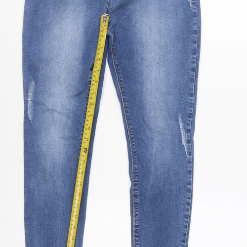 Missguided Women’s Blue Skinny Jeans Size 10 Distressed Denim