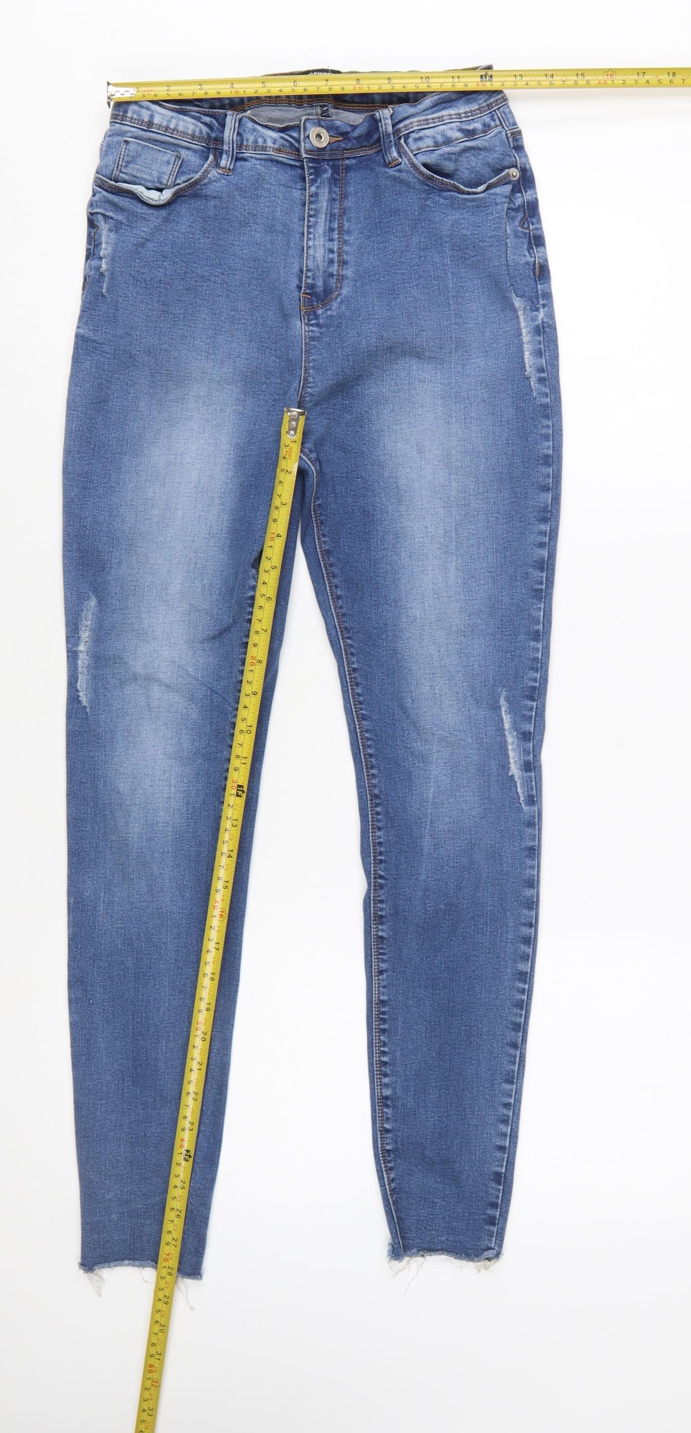 Missguided Women’s Blue Skinny Jeans Size 10 Distressed Denim