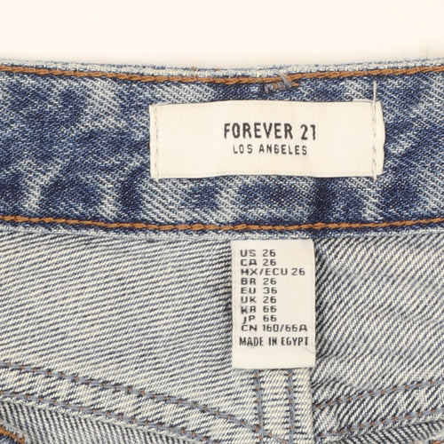 Forever 21 Womens Blue Distressed High Rise Straight Jeans Size 8
