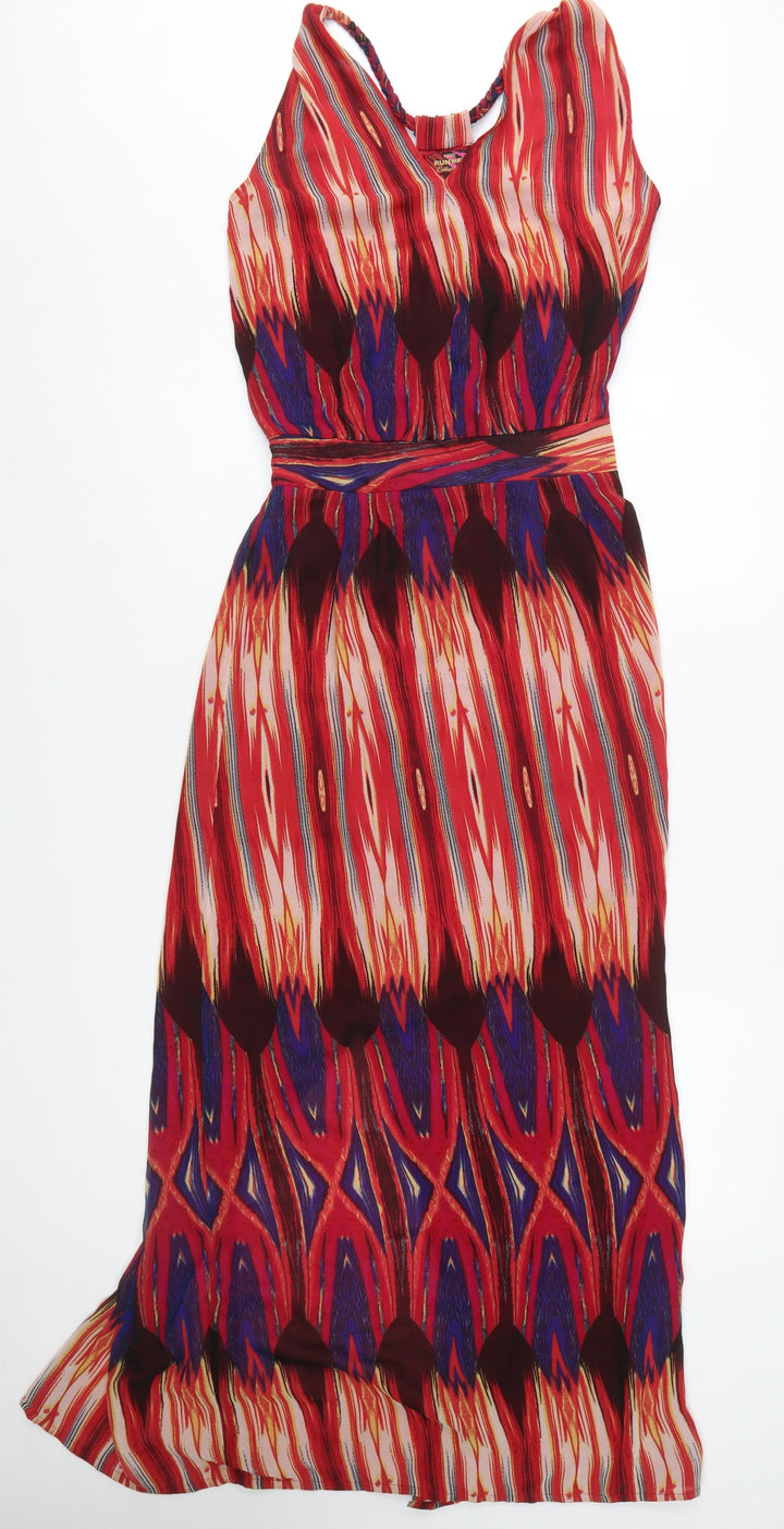 Next Runway Red Bohemian Maxi Dress Women’s Size 6 Sleeveless V-Neck