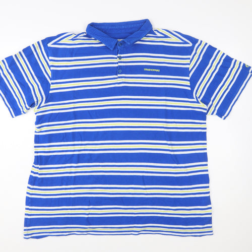 Craghoppers Men's Blue Striped Cotton Polo Shirt 2XL