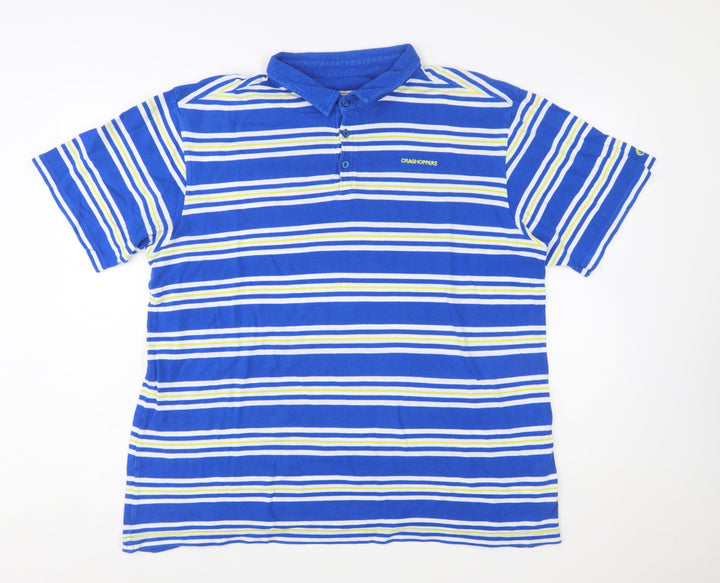 Craghoppers Men's Blue Striped Cotton Polo Shirt 2XL
