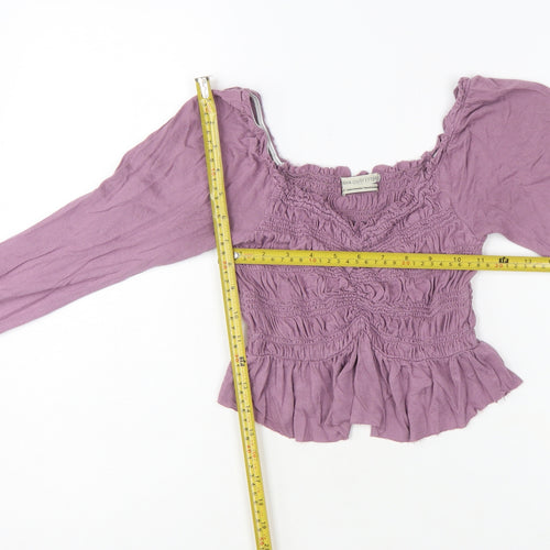 Urban Outfitters Women’s Purple Cropped Smocked Long Sleeve Blouse XS