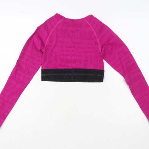 Gymshark Women's Pink Long Sleeve Cropped Activewear Top Size S