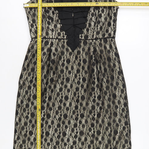 Monsoon Women Black Lace Sheath Dress Size 12 V-Neck Party