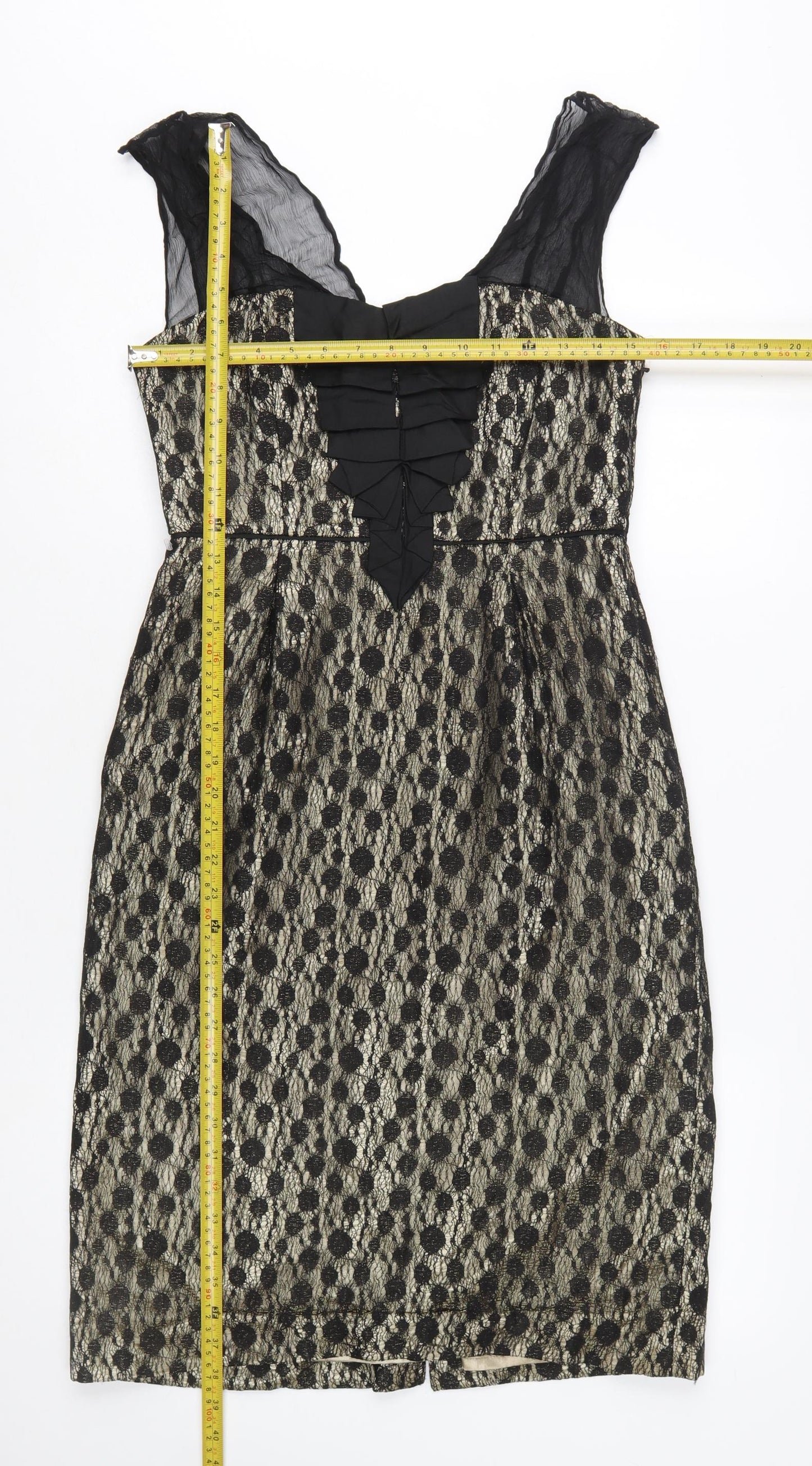 Monsoon Women Black Lace Sheath Dress Size 12 V-Neck Party