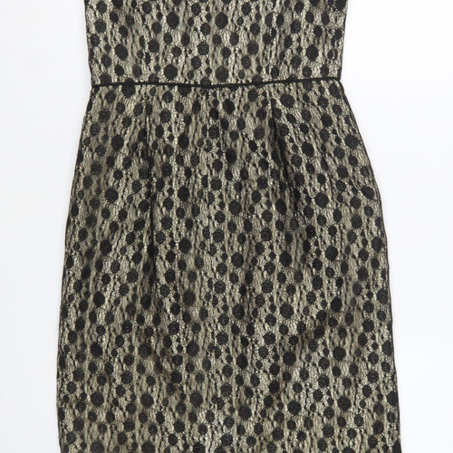 Monsoon Women Black Lace Sheath Dress Size 12 V-Neck Party