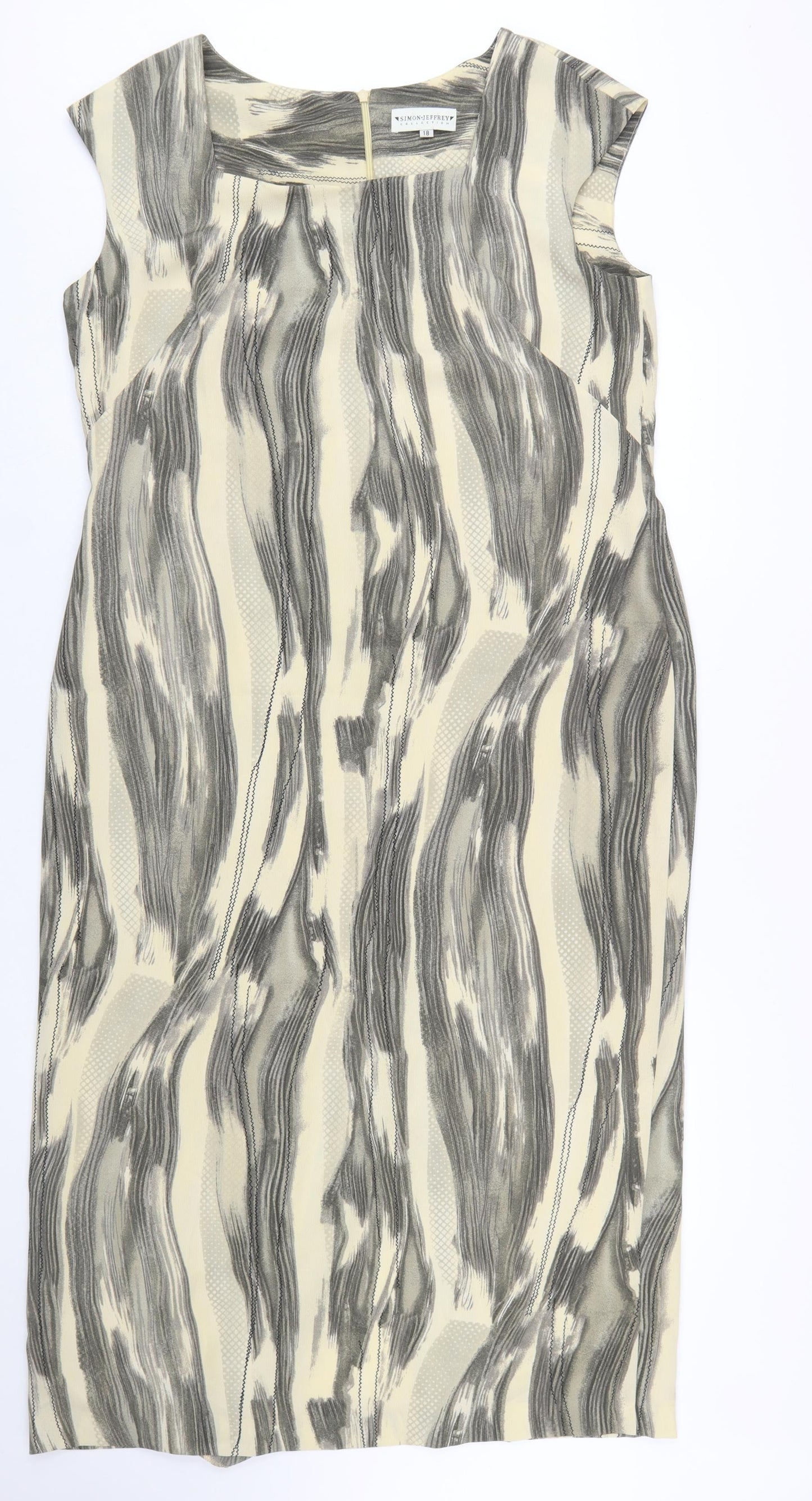 Simon Jeffrey Women Beige Abstract Sheath Dress Size 18