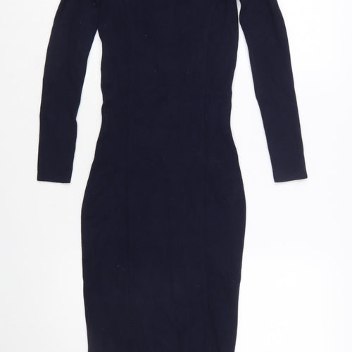 Phase Eight Women's Blue Off Shoulder Bodycon Knit Dress UK 10
