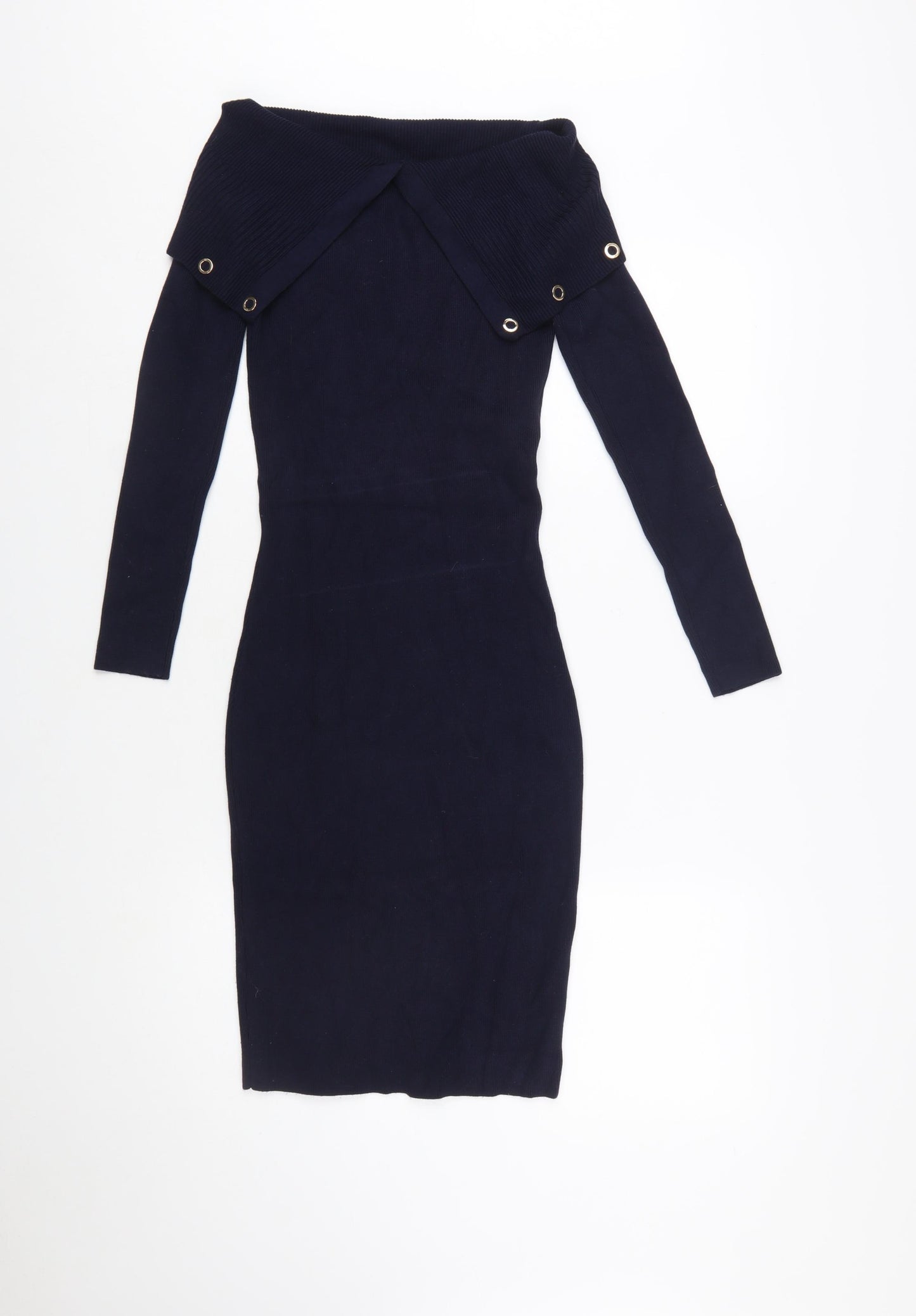 Phase Eight Women's Blue Off Shoulder Bodycon Knit Dress UK 10