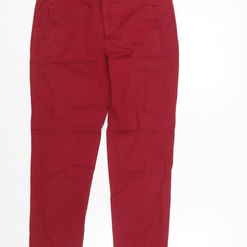 Zara Basic Women's Red Chino Trousers Size 8 Slim Fit Work Casual