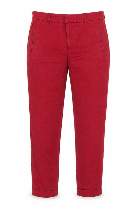 Front view of Zara Basic Women's Red Chino Trousers, size 8 Slim, Fit Work Casual