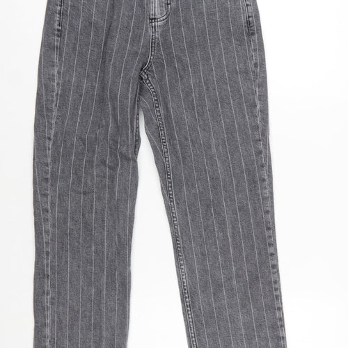 Topshop Women’s Grey Straight Leg Jeans Size 8 Frayed Hem 26W 30L