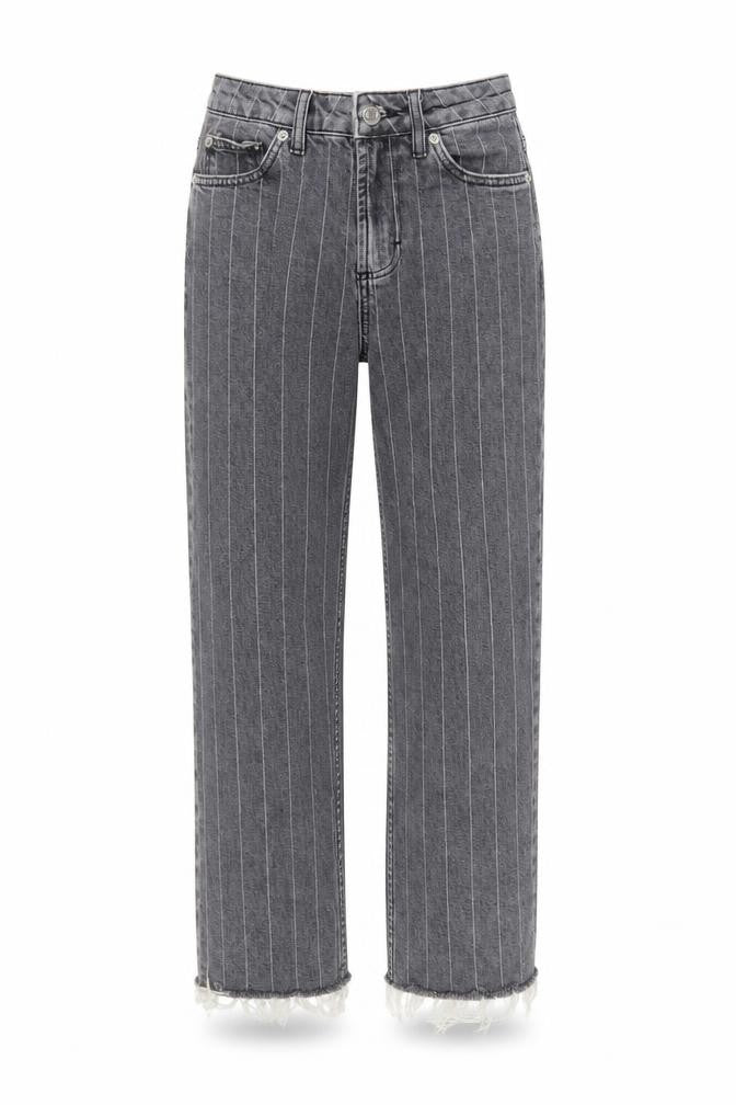 Topshop Women’s Grey Straight Leg Jeans Size 8 Frayed Hem 26W 30L