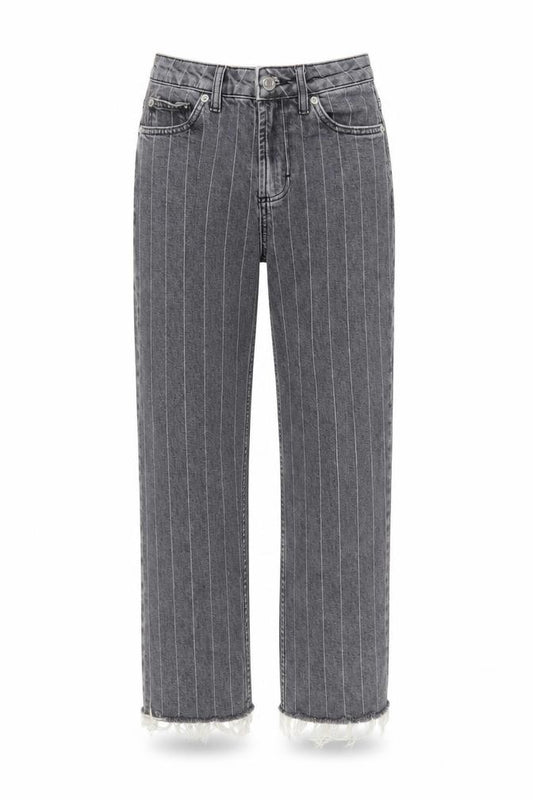 Topshop Women’s Grey Straight Leg Jeans Size 8 Frayed Hem 26W 30L