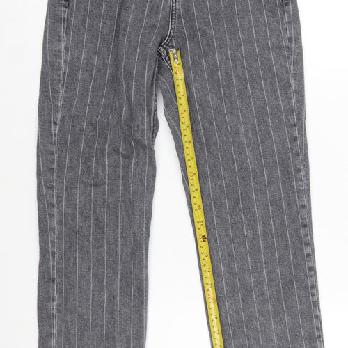 Topshop Women’s Grey Straight Leg Jeans Size 8 Frayed Hem 26W 30L