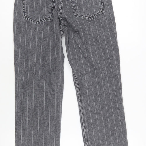 Topshop Women’s Grey Straight Leg Jeans Size 8 Frayed Hem 26W 30L