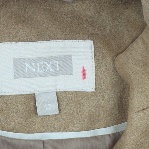 Next Womens Beige Suede Jacket Size 12 Regular Zip Front