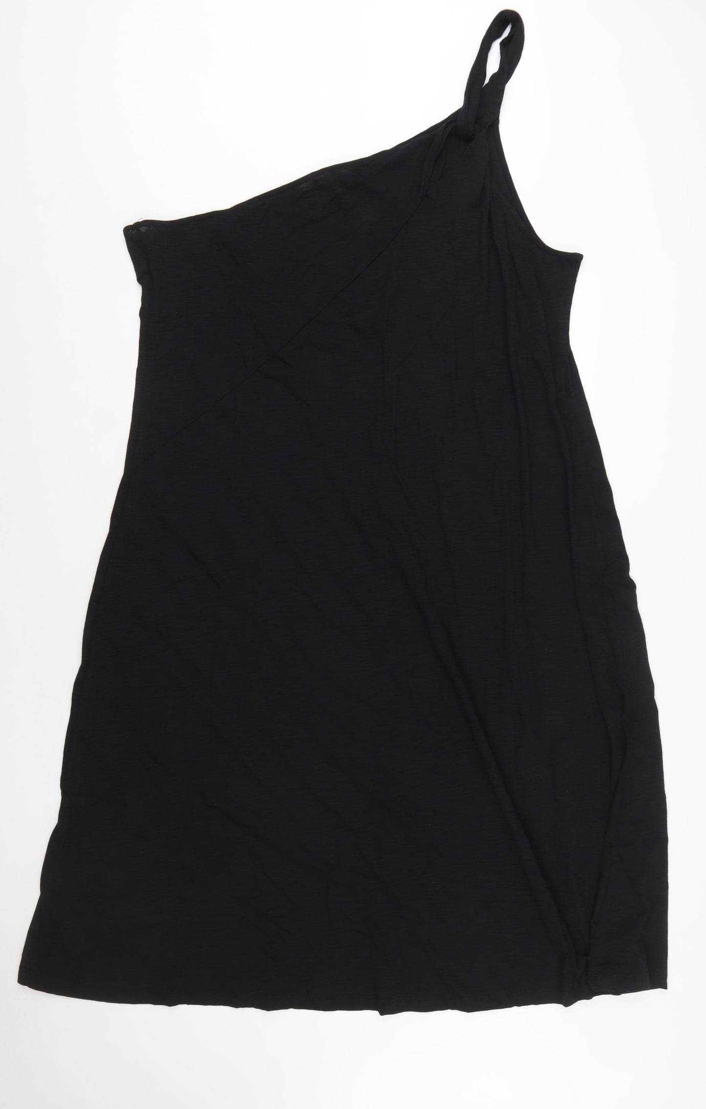 Marks and Spencer Womens Black One Shoulder Jersey Slip Dress Size 24