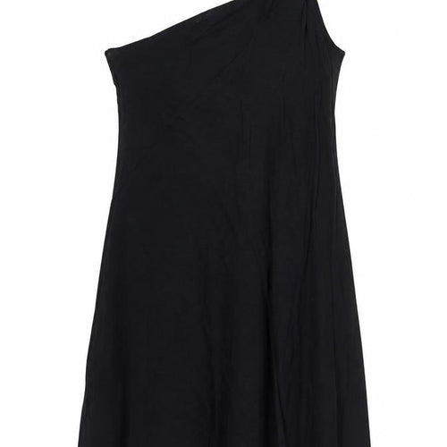 Marks and Spencer Womens Black One Shoulder Jersey Slip Dress Size 24