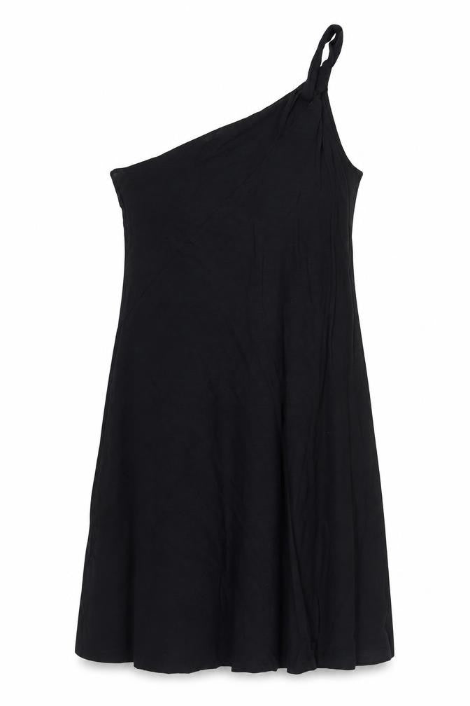 Marks and Spencer Womens Black One Shoulder Jersey Slip Dress Size 24