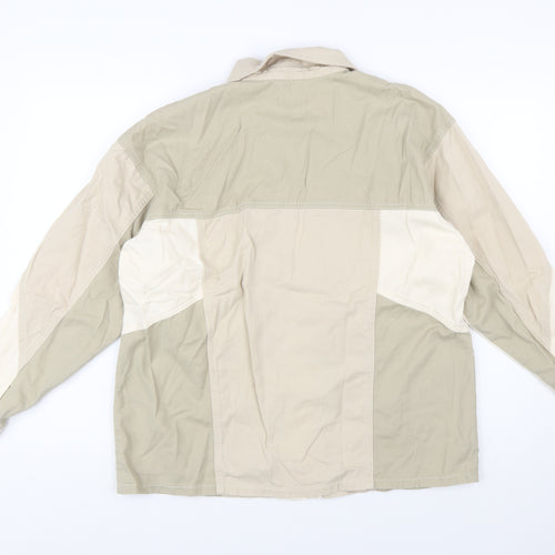 Topshop Women Beige Cotton Panelled Button-Up Jacket M