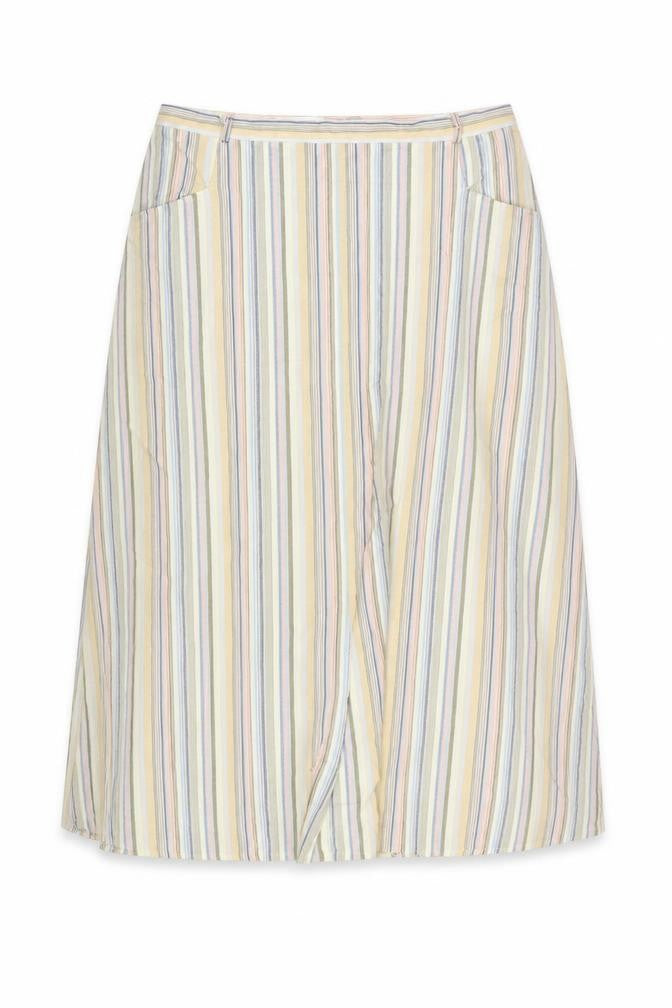 David Nieper Women’s Multicoloured Striped A-Line Linen Midi Skirt Size 16